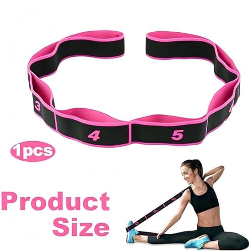 Stretching Yoga Band, An Adult Resistance Band for Gymnastics, Yoga, and Latin Training, Equipped with 8 Adjustable Loop Elastic Fabric Bands for Physical Therapy, Pilates, Dance, and Fitness (Pink) — view 2