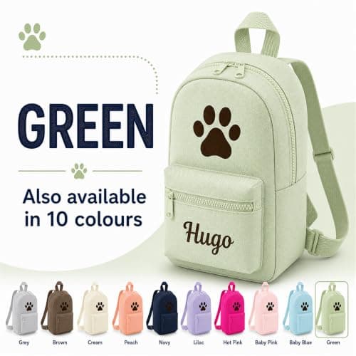 Hoolaroo Personalised Dog Bag Dog Walking Rucksack Doggy Daycare Backpack 35x23cm – Custom Name Pet Travel Organiser for Walks, Daycare, Hikes – Lightweight, Durable & Water-Resistant, Green — view 6