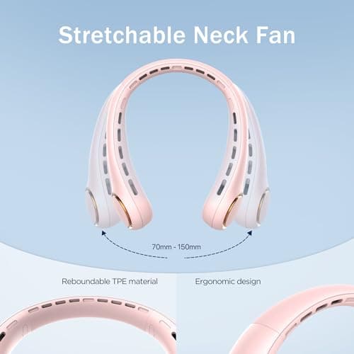 ITSHINY Bladeless Neck Fan, Portable Neck Fan, Cooling Hanging Neck Fan, 4000mAh Mini Cooling Fan, Personal Neck Fans Rechargeable with 3 Speeds LED Light for Women Man Home Office Travel Outdoor — view 5