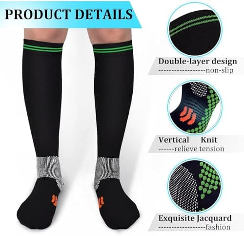 Gcbiger Compression Socks (3 Pairs) for Men Circulation 20-30 mmhg Medical Compression Stockings Women Nursing (02 Black+Blue+White, S-M) — view 2