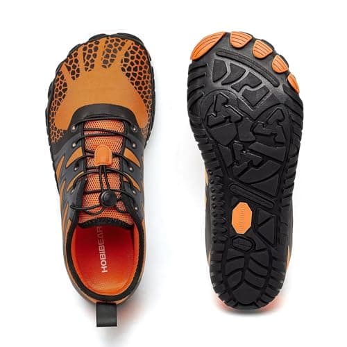 HOBIBEAR Mens Wide Toe Barefoot Shoes Trainers Gym Minimalist Running Shoes for Womens Non Slip Lightweight(UK 7 Orange) — view 6