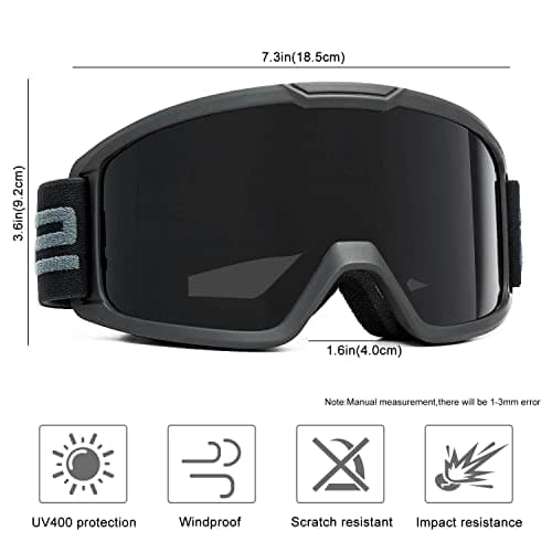 SPOSUNE Ski & Motorcycle ATV Goggles with Anti-fog Dual Lens - Off Road Racing Dirt Bike & Snow Goggles for Men & Women — view 3