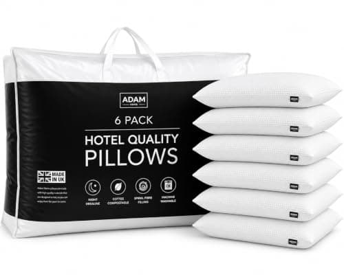 Adam Home Breathable Pillows 6 Pack Hotel Quality | Bouncy Support Side Sleeper Pillow for Neck, Back & Shoulder Pain Relief & Anti dust mite, Standard Size Bed Pillows