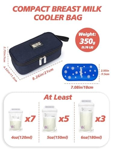 Leng Ke Breastmilk Cooler Bag - Breast Milk Cooler Travel Bag with Temperature Display, Insulated Breastmilk Cooler Bag for Travel, Breastmilk Storage Bag for Daycare Travel Nursing Mom (Dark Blue) — view 3