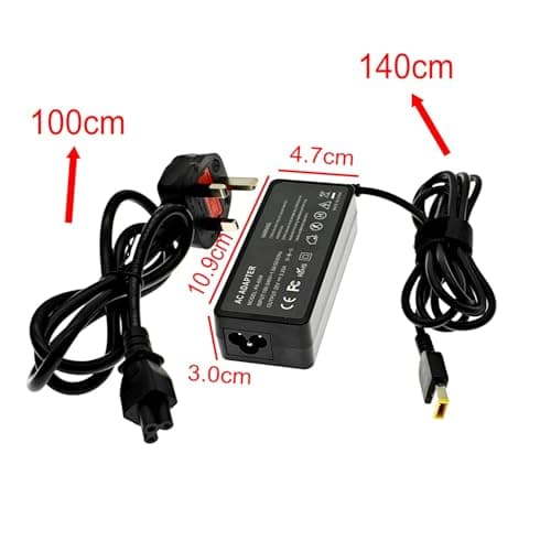 JZK 65W Laptop Charger 20V 3.25A AC Adapter Power Supply for Lenovo T430 T440 T450 T460 T560 E431 E440 E531 E540, Rectangle Yellow Slim Tip Adaptor for Thinkpad X/E/S/L/B/U/T/K/Z/Y/G, for Yoga Helix — view 2