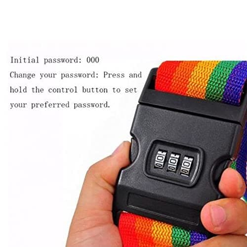 Heavy Duty Non Slip Luggage Straps for Suitcases Packing Belts Travel Accessories Adjustable Bag Strap Rainbow Colour (2 x Rainbow Straps with Lock) — view 5
