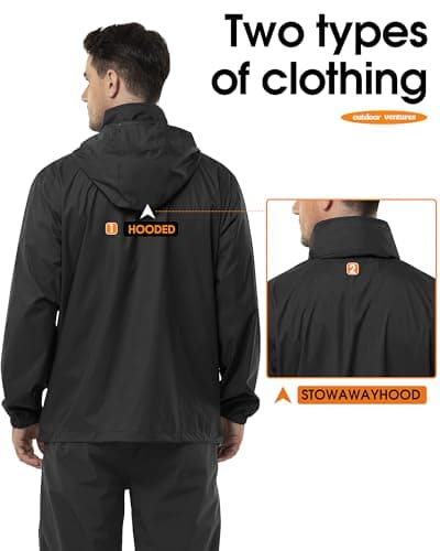 Outdoor Ventures Men's Waterproof Jackets Lightweight Windproof Raincoat — view 3