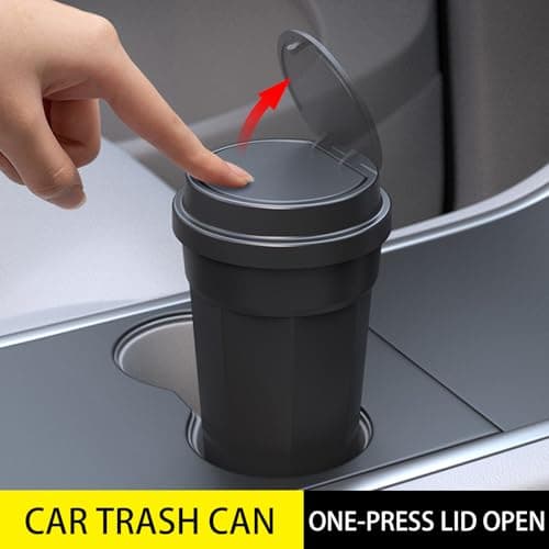 Car Trash Can Cup Holder - Portable Garbage Bin For Vehicle, Multi-Function Organizer | Spill Proof Waste Container, Compact Travel Accessory, Mini Interior Trash Holder, Auto Storage With Lid — view 6