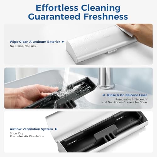 Oralphi Aluminum Electric Toothbrush Travel Case for Oral B/Oral-B Pro/iO/Philips Sonicare 5300 4100 and Most Electric Toothbrush,Portable Toothbrush Holder/Cover for Traveling-Silver — view 6