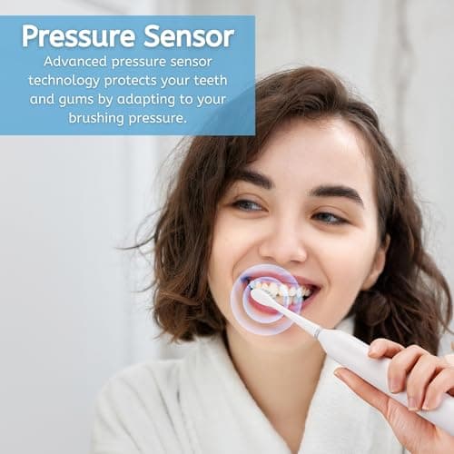 BarberBoss Smart Electric Toothbrush for Adults, 6 Replacement Heads, 5 Cleaning Modes, Pressure Sensor, Quad Interval Timer & USB Charging, Sonic Toothbrush — view 5