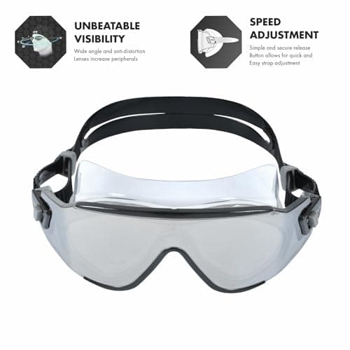 TYR TidalWave Swim Mask Mirrored-Core, Silver/black, one size — view 2