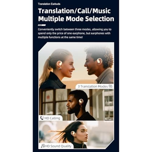 Bewinner 3 in 1 Bluetooth 5.3 Translator Earbuds, Touch Control Voice Translator with APP, Supports 144 Languages for Travel & Business (Golden Yellow) — view 3