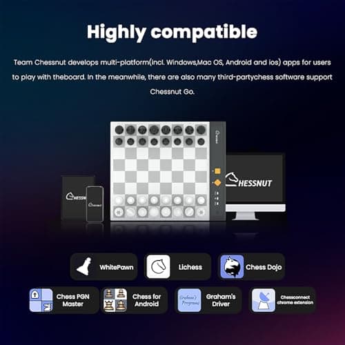 Chessnut Go Ultimate Portable Electronic Chessboard with Full Piece Recognition and Strong Magnetic Adhesion - Perfect Size for Desk or Travel (Orange) — view 6