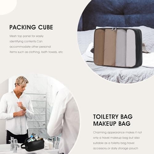 3PCS Faux Leather Weekender Bag for Women Men Travel Bag Overnight Bags — view 2