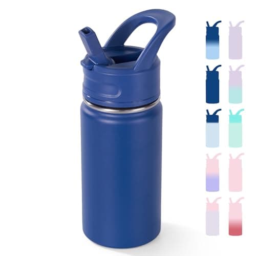Fijinhom Kids Water Bottle for School, 360ml/12oz, Toddler Water Bottles with Straws, Stainless Steel Vacuum Insulated Water Bottles for Boys&Girls, Leak-Proof, BPA-Free,Blue