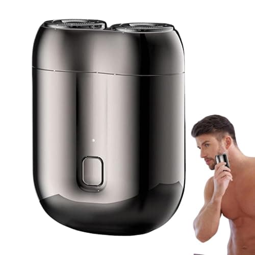 scyca Travel Razor for Men, Travel Electric Shaver | 2024 Double Head Beard Shaving Buzzer | Pocket Size Electric Shaver with Motor, Waterproof Electric Rotary Shaver, Rechargeable for