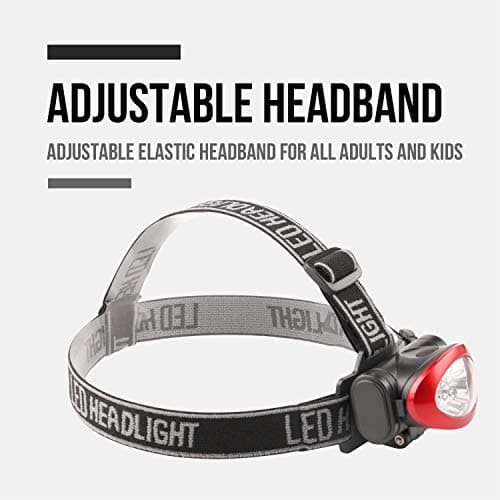 Lichamp Headlamp, 10 Pack 12 LED 3 Mode Portable Head Lamp Flashlight, Outdoor Lightweight Durable Headlight for Running, Camping, Reading, Fishing, Hunting, Walking, Jogging, Black + Red Color — view 5