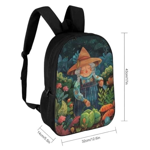 sinyumoney Kids School Backpack 3D Printed Cute Travel Bags Grandmas Garden Harvest Children Outdoor Casual Daypack Backpacks for Girls Women 17inch — view 2