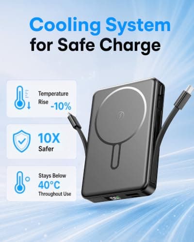 PDBEST Magnetic Power Bank with Built in Cables, 10000mAh Portable Charger — view 6