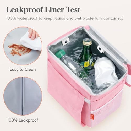 Lifewit Car Bin with Lid, Hanging Trash Bag with Tissue Holder, Pink — view 6