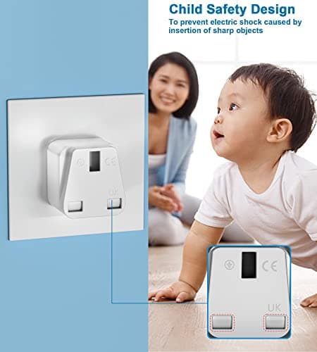 PABANCE 4 Pack 3 Pin UK to India Plug Adapter, UK to India/Sri Lanka Travel Adapter, Type D Plug Adapter, for India, Sri Lanka, Pakistan, Yemen(White) — view 3