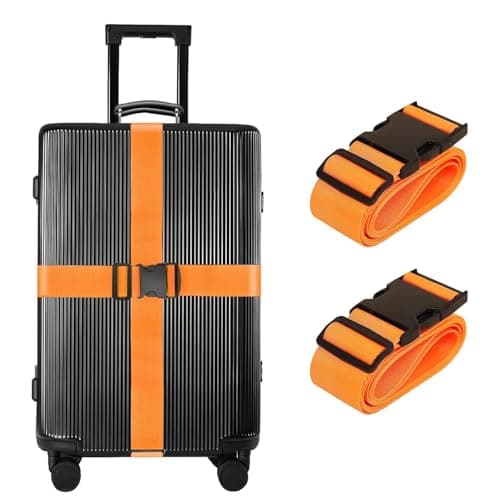 2 Pcs Luggage Straps Suitcase Straps Personalised Adjustable Case Strap for Suitcase, Luggage Belt with Quick Release Buckle, Travelling Luggage Accessories (orange)