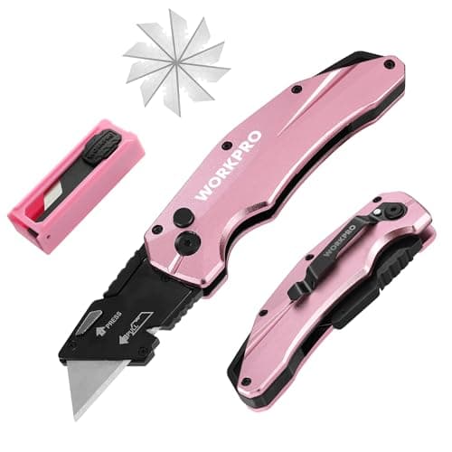 WORKPRO Folding Utility Knife with 10 SK5 Blades, Box Cutter with Belt Clip