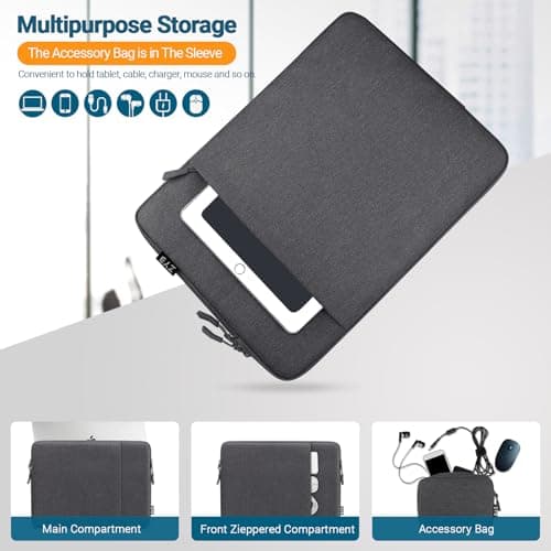 ZYB 15.6 Inch Laptop Notebook Sleeve Protective Case with Accessory Bag,Shockproof Waterproof Laptop Case 15.6 Inch for 15'' Lenovo ThinkPad IdeaPad Acer ASUS HP Dell Chromebook Mac Pro 16,Dark Grey — view 4