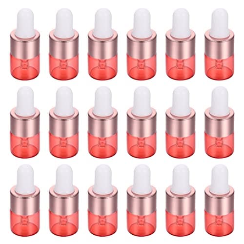 Happyyami 20pcs Glass Dropper Bottles 1ml Rose Gold for Essential Oils