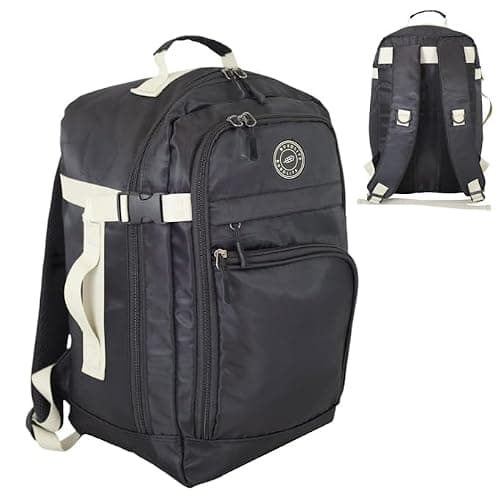 Ryanair Cabin Bag 40x25x20cm Underseat Backpack – Airline Approved Free Carry On Flight Bag | Lightweight 20L Nylon Travel Backpack Fits Ryanair, EasyJet, British Airways & More - Black/White