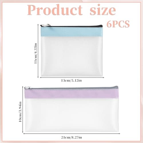 HJZHII 6 Pcs Clear Pouches with Zipper, Waterproof Zipper Cosmetic Bag — view 2