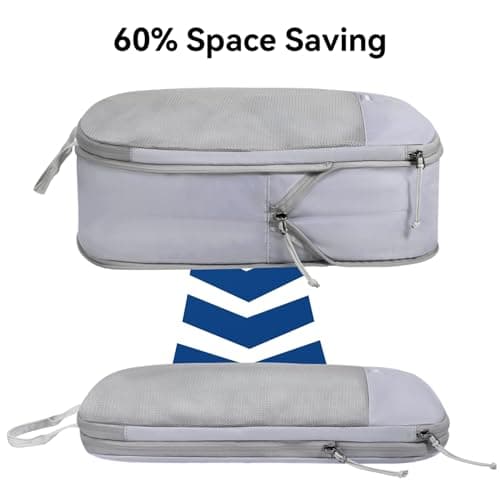 Voova 6 Set Compression Packing Cubes for Suitcases Backpack, Expandable Luggage Suitcase Organiser Bags Set, Packing Organizers for Men Women, Travel Organisers Cubes for Travel Essentials, Grey — view 4
