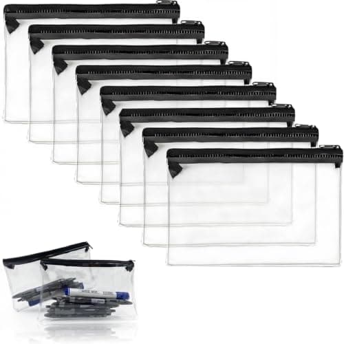 Clear Pencil Cases for Exams, 8 Pack Plastic Pencil Case with Smooth Zipper