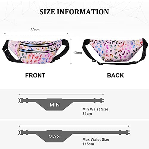 Flintronic Women's Bum Bag Fashion Waterproof Bum Bag Women Belt Bag Compartments with 3 Compartments Adjustable Strap Waist Bag for Sports Travel Hiking Outdoor Travel, #3 Pink, Standard Size — view 3