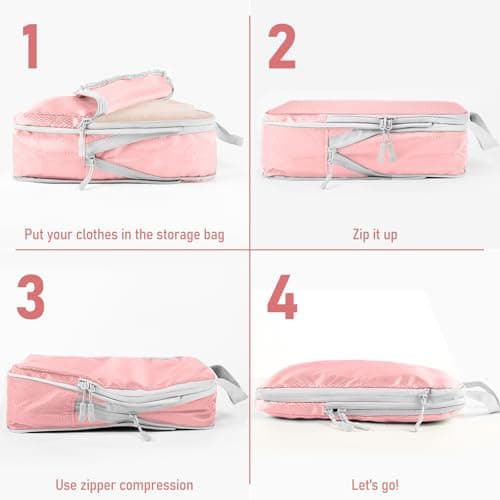 Compression Packing Cubes for Travel, Travel Essentials Luggage Organizer bags for Suitcase, Durable Compression Travel Packing Cubes for Carry on Backpack — view 4