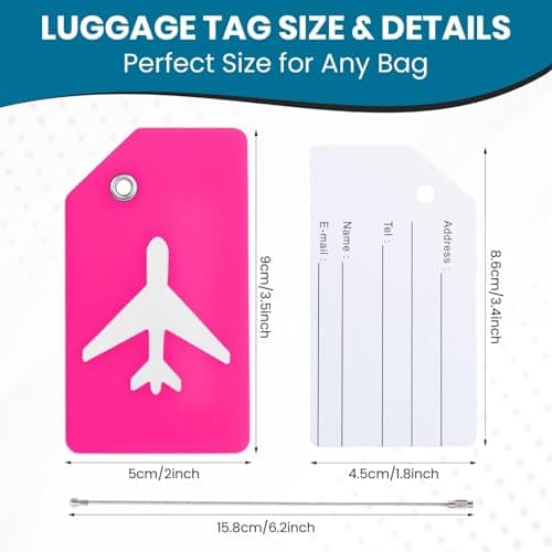 2 Pcs Silicone Luggage Tags, Travel Baggage Labels, Luggage Labels for Suitcases, Suitcase Name Address ID Tags, Protect Privacy Prevent Loss Travel Suitcases Accessories (Blue+Pink) — view 2