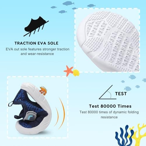 JOINFREE Shoes for Toddler Boys Girls Summer Sandals Non-Slip Breathable Quick Dry Water Shoes, Lightweight Flexible Kids Beach Shoes for Pool, Outdoor & Daily Wear Black Blue, 6 Child — view 4