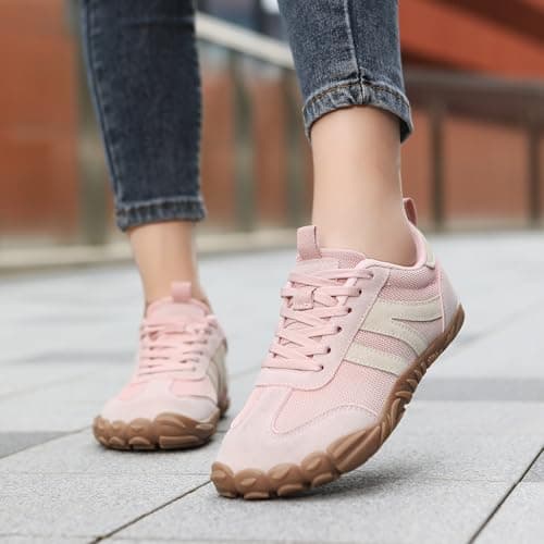 Barefoot Shoes Mens Womens Trail Running Shoes Outdoor Zero Drop Wide Toe Box Shoes Lightweight Walking Sneakers Non Slip Hike Footwear Minimalist Fitness Shoes，Pink，5UK — view 2