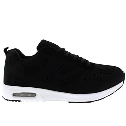 Get Fit Men’s Air Cushioned Running Trainers - Lightweight Breathable Gym Shoes with Shock Absorbing Sole - Comfortable Lace-Up Athletic Walking Sneakers - Black/Black/White - 10 — view 4