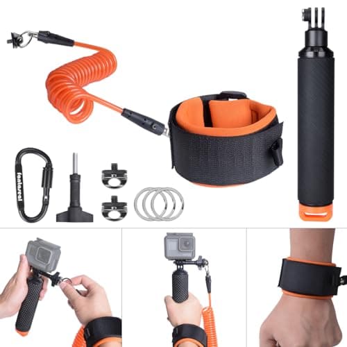 Action Camera Non-Slip Handler Floating Hand Grip Holder Mount w/Steel-cored Safety Strap for GoPro Insta360 Akaso Underwater Camcorder Scuba Diving Snorkeling Surfing Rafting Kayaking Selfie Stick — view 5