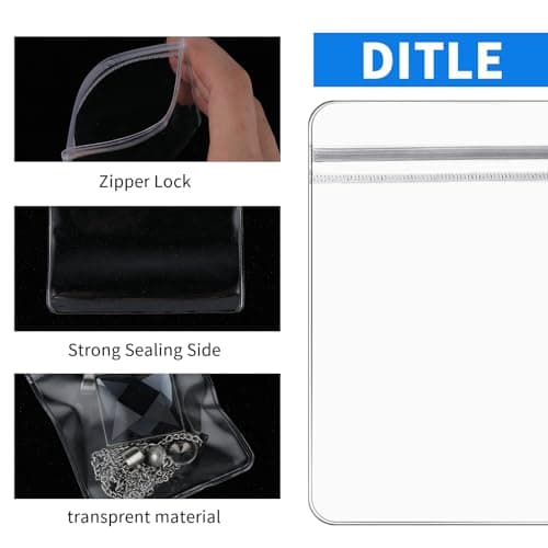 COMNICO 60PCS Jewelry Bags Clear Plastic Reclosable Thick Bags Necklace Ring Anti-Oxidation Storage Pouch for Photo Bakery Treats Travel Storage Packaging Shipping Transparent Organizer — view 4