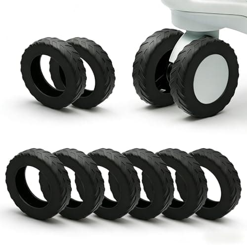 8 Pcs Suitcase Wheels Replacement Protectors, Anti-Noise Luggage Wheels Covers for Suitcases, Silicone Protective Covers for 2-2.4'' Spinner Wheels, for Medium Suitcases (Black)