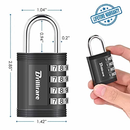 4 Pack Combination Lock, 4-Digit Waterproof Padlock, Zinc Alloy Outdoor Keyless Resettable Travel Luggage Locks for Backpack, Gym Locker, Hasp, Fence, Gate, Case, Toolbox-by Brillirare — view 2