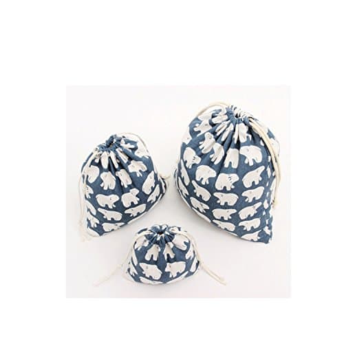 Amoyie Cotton Drawstring Bag 3pcs, Kids Storage Bag, Fabric Organiser Pouch — view 4