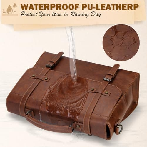 RAINSMORE Messenger Bag PU Leather Laptop Bag 17.3 Inch Briefcase for Men — view 5