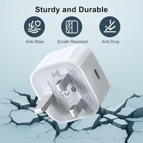 iPhone 15 16 17 Fast Charger, 20W USB C Charger Plug with 2M Nylon USB C to Type C Cable for iPhone 17/16/16 Plus/16e/16 Pro Max/15/15 Plus/iPad, Type C Plug UK Power Adapter and Nylon Braided Cable — view 4