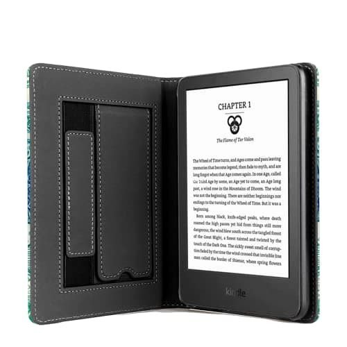 Case for 6 inch eReader (11th Gen, 2024/2022 Released), TOKILO Lightweight PU Leather Case Auto Sleep/Wake Hand Strap Foldable Stand, Un Compatible with LG/Sony 6inch e-Reader, Emerald Illusion — view 6