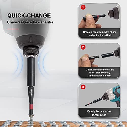 HAUTMEC 2PCS Magnetic Impact Drill Bit Holder, Universal 1/4" Hex Shank Bit Holder Extension, Durable Chrome Vanadium Steel, Quick-Change Screwdriver Bit Adapter, HT0163 — view 5