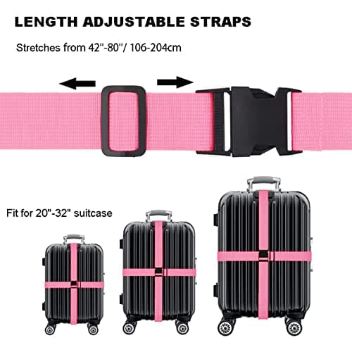 Newthinking Luggage Straps 4 Pack, 3.8x200CM Adjustable Suitcase Straps — view 3