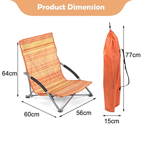 Unibos Set of 2 Folding Low Camping Chair, Lightweight,Foldable,Portable Garden Beach Chair Perfect for Camping,Garden,Festivals,Fishing,Caravan Trips and BBQs (Orange) — view 2